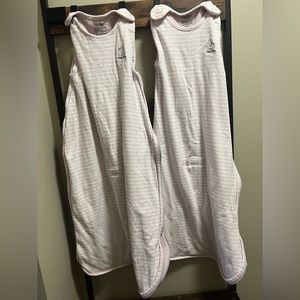 2 lilac stripe Woolino sleep sacks